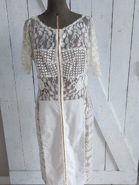 Byron Lars Ivory Lace SZ L Patchwork Dress